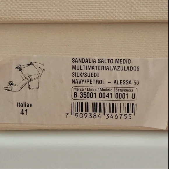 ALEXANDRE BIRMAN Alessa 60 Suede Ankle Wrap Block Sandals Navy Petrol with Gold - Picture 3 of 16